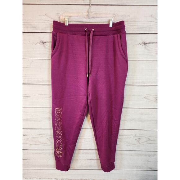 Love‎ & Sports Women's Magenta Fleece Jogger Active Pant Size XL - Picture 1 of 6